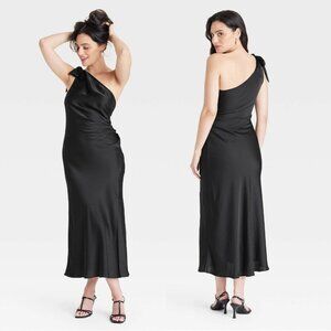 Medium - Womens One Shoulder Midi Dress - A New Day - Black